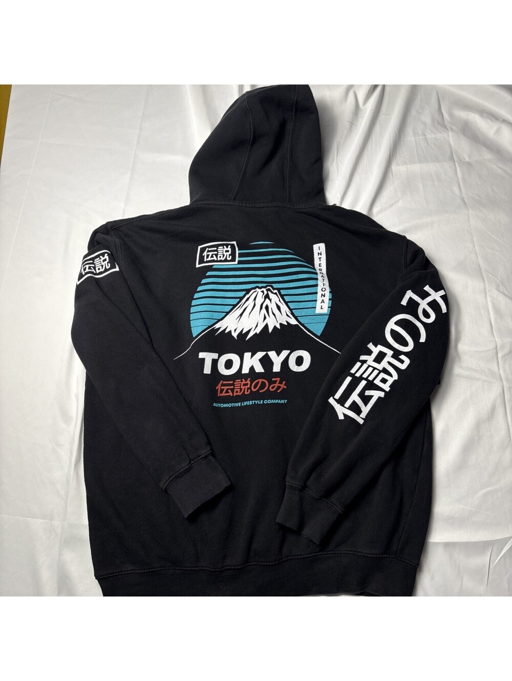 Tokyo JDM Streetwear Hoodie Mount Fuji Black L